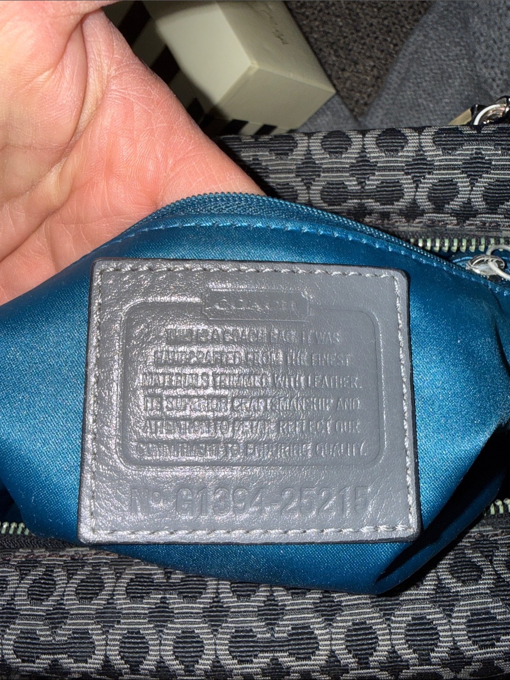 COACH Madison Needlepoint Op Art Grey/ Black Canvas Shoulder Bag #25215 - Picture 9 of 10
